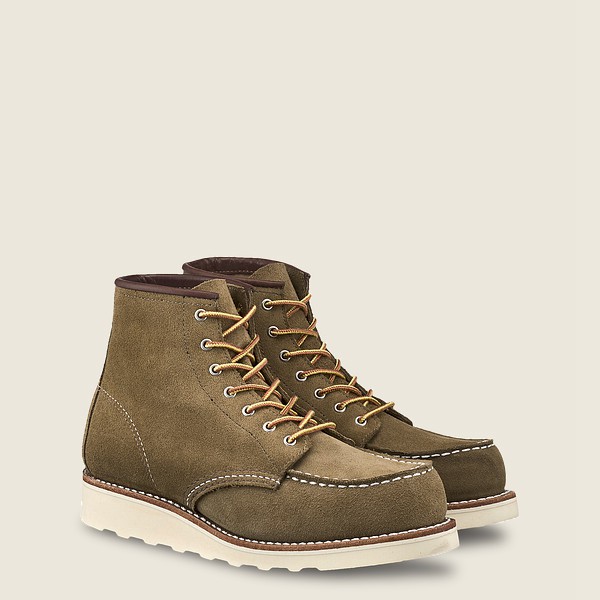 Red Wing Heritage Boots 6-Inch Classic Moc – Short Mohave Læder - Olivengrønne - Dame 5243-KCVJM